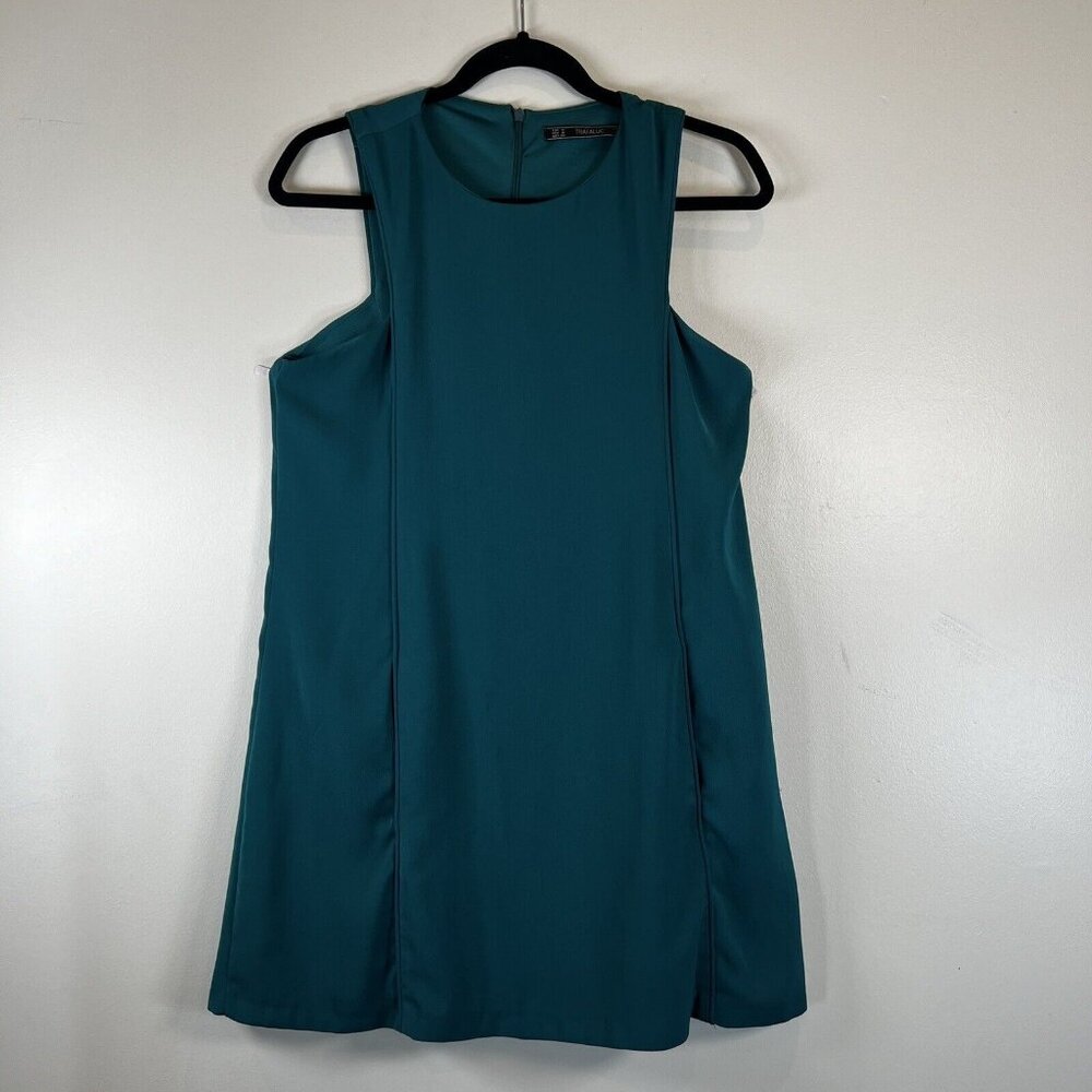 Trafaluc ZARA Teal Mini Dress Sleeveless Zip Back Pockets M